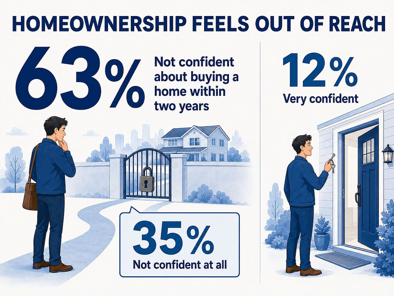 An infographic reporting data on how homeownership feels out of reach.